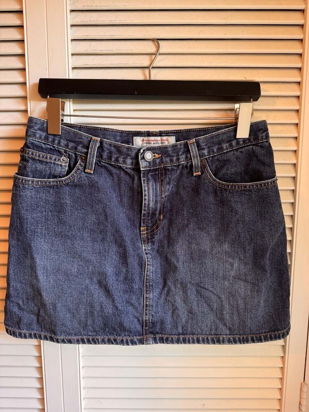 Abercrombie & Fitch Vintage Dark Indigo Denim Mini Skirt Size 6 Y2K